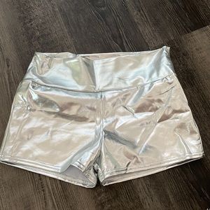 Silver Gray Metallic Short shorts
